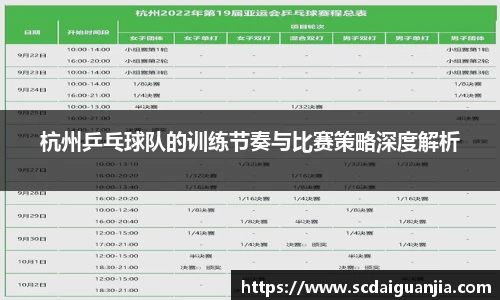 杭州乒乓球队的训练节奏与比赛策略深度解析