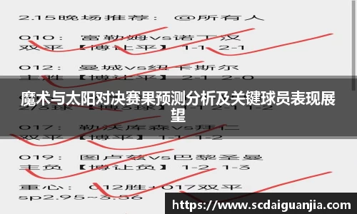 魔术与太阳对决赛果预测分析及关键球员表现展望